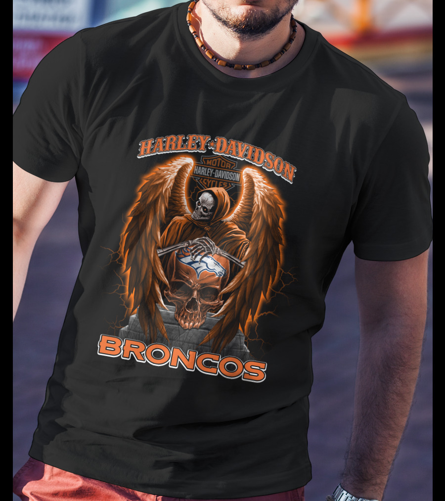 Harley Davidson Motorcycles Broncos Denver Nfl T-Shirt