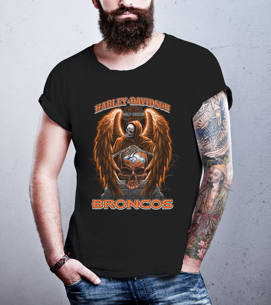 Harley Davidson Motorcycles Broncos Denver Nfl T-Shirt