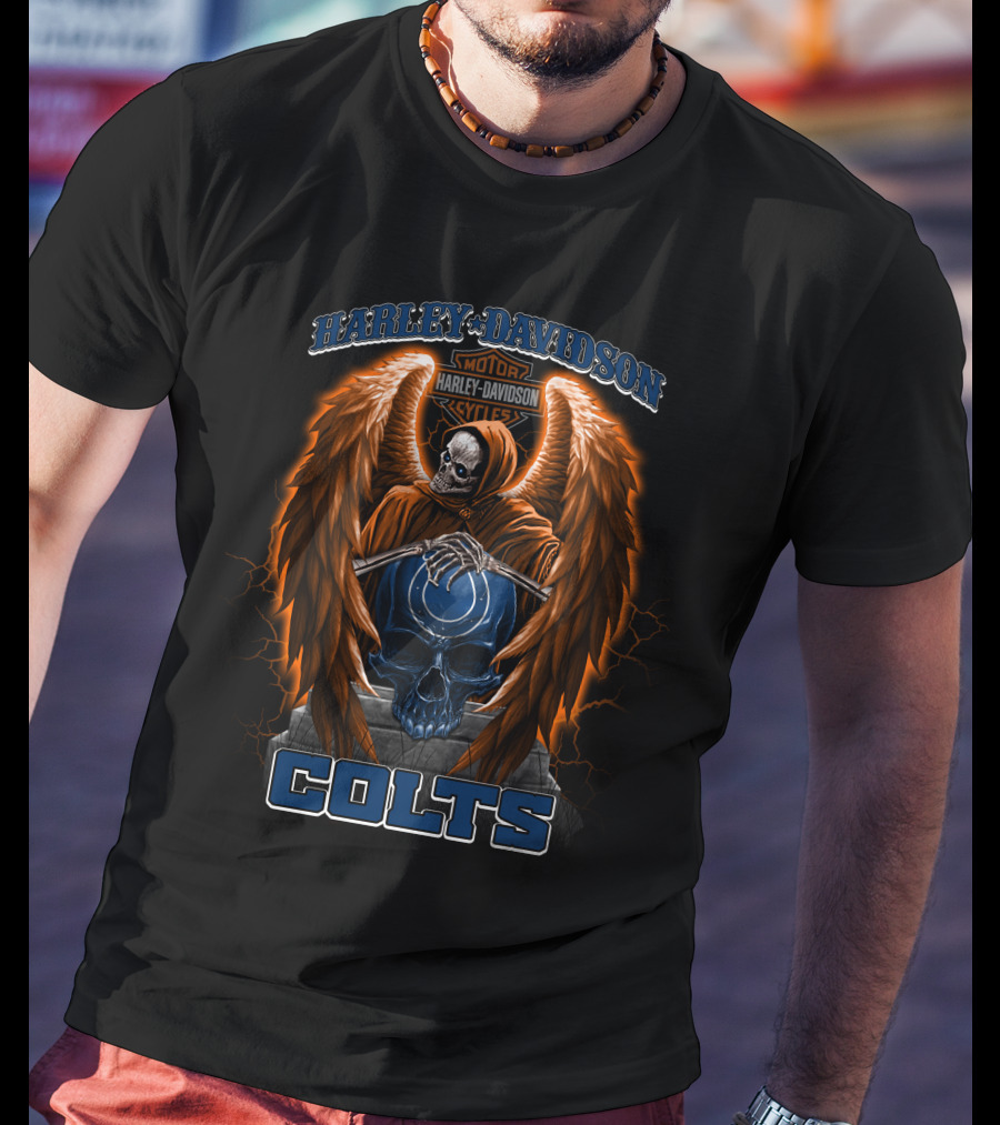 Harley Davidson Indianapolis Colts Nfl Grim Reaper Motorcycles T-Shirt