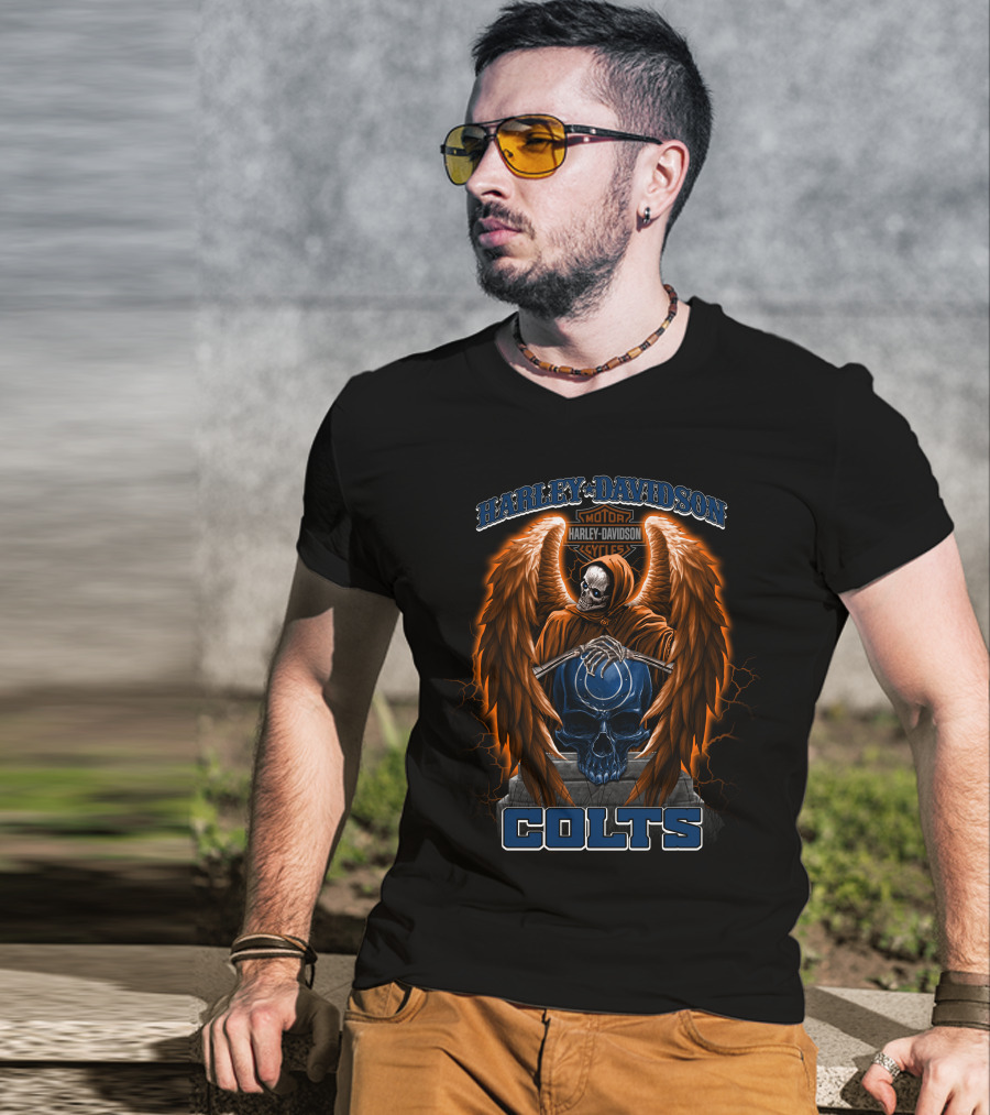 Harley Davidson Indianapolis Colts Nfl Grim Reaper Motorcycles T-Shirt