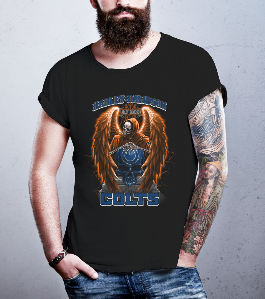 Harley Davidson Indianapolis Colts Nfl Grim Reaper Motorcycles T-Shirt