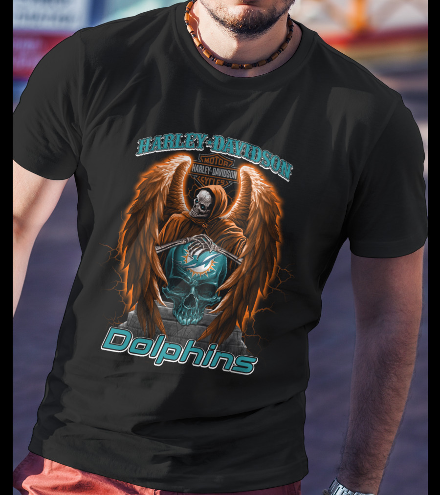 Harley Davidson Motor Styles Dolphins Miami Nfl T-Shirt
