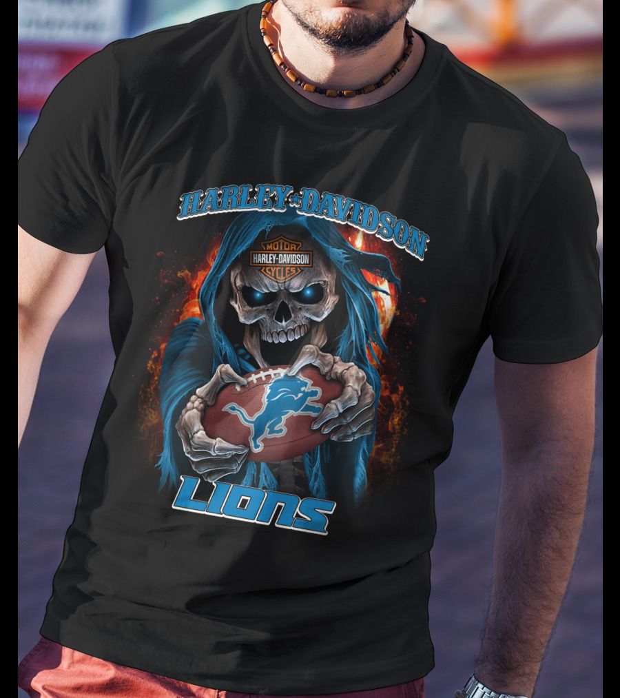 Harley Davidson Motor Cycles Skull Lions T-Shirt