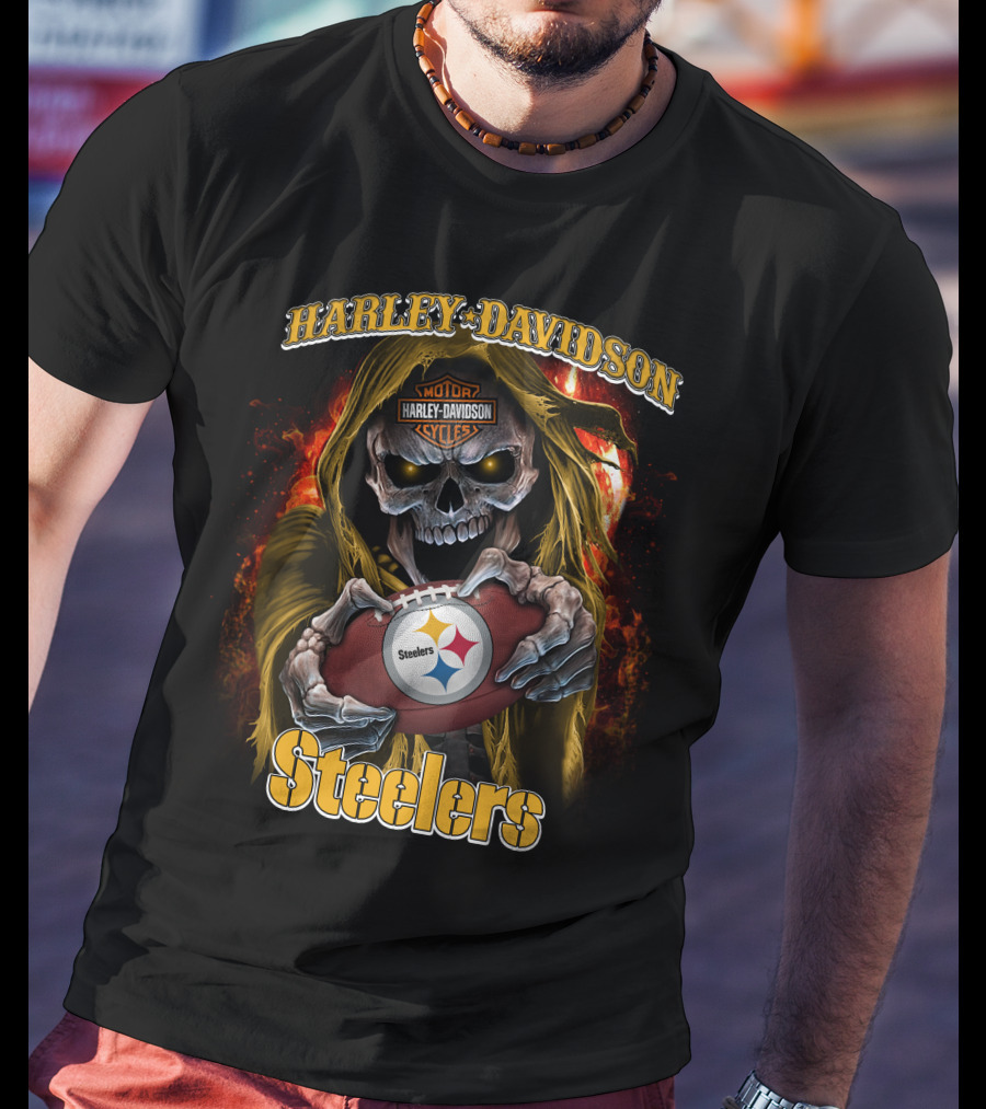 Harley Davidson Skull Steelers T-Shirt