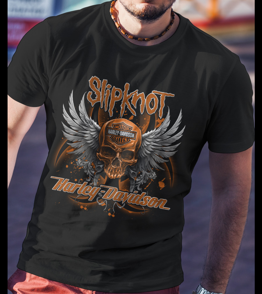 Slipknot Harley Davidson Motor Skull Wing T-Shirt