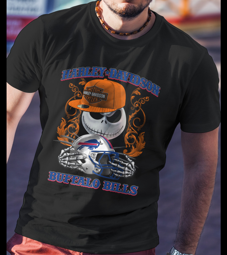 Harley Davidson Buffalo Bills Jack Skellington Nfl T-Shirt