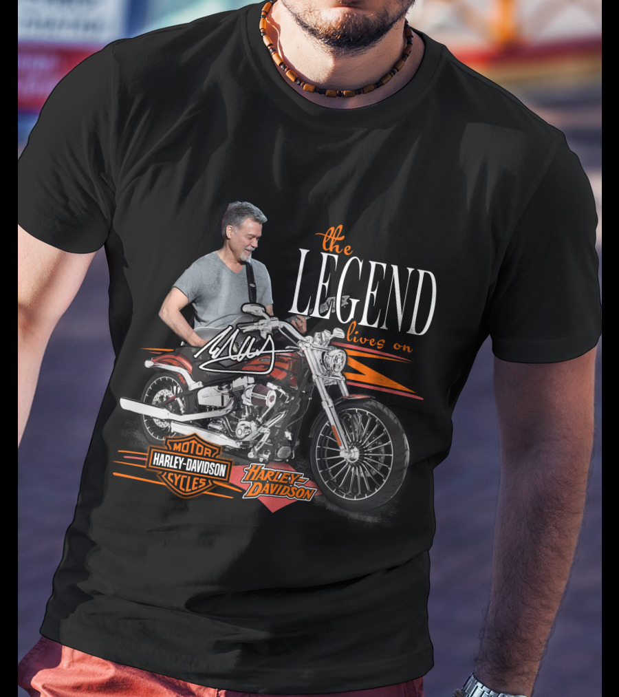 The Legend Lives On Eddie Van Halen Harley Davidson T-Shirt
