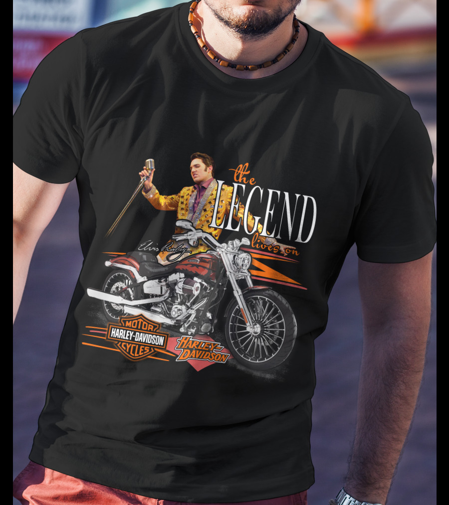 Elvis Presley The Legend Lives On Harley Davidson Motorcycle T-Shirt
