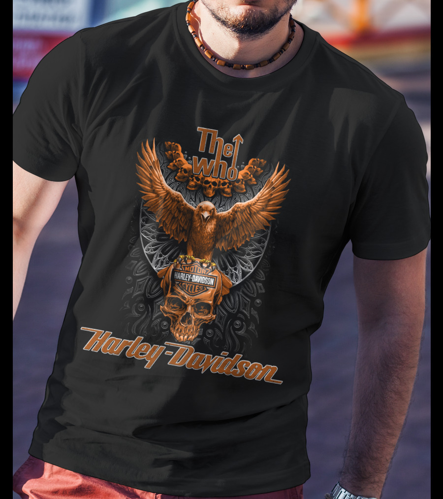 The Who Harley Davidson Motorcycles Eagle And Skull T-Shirt