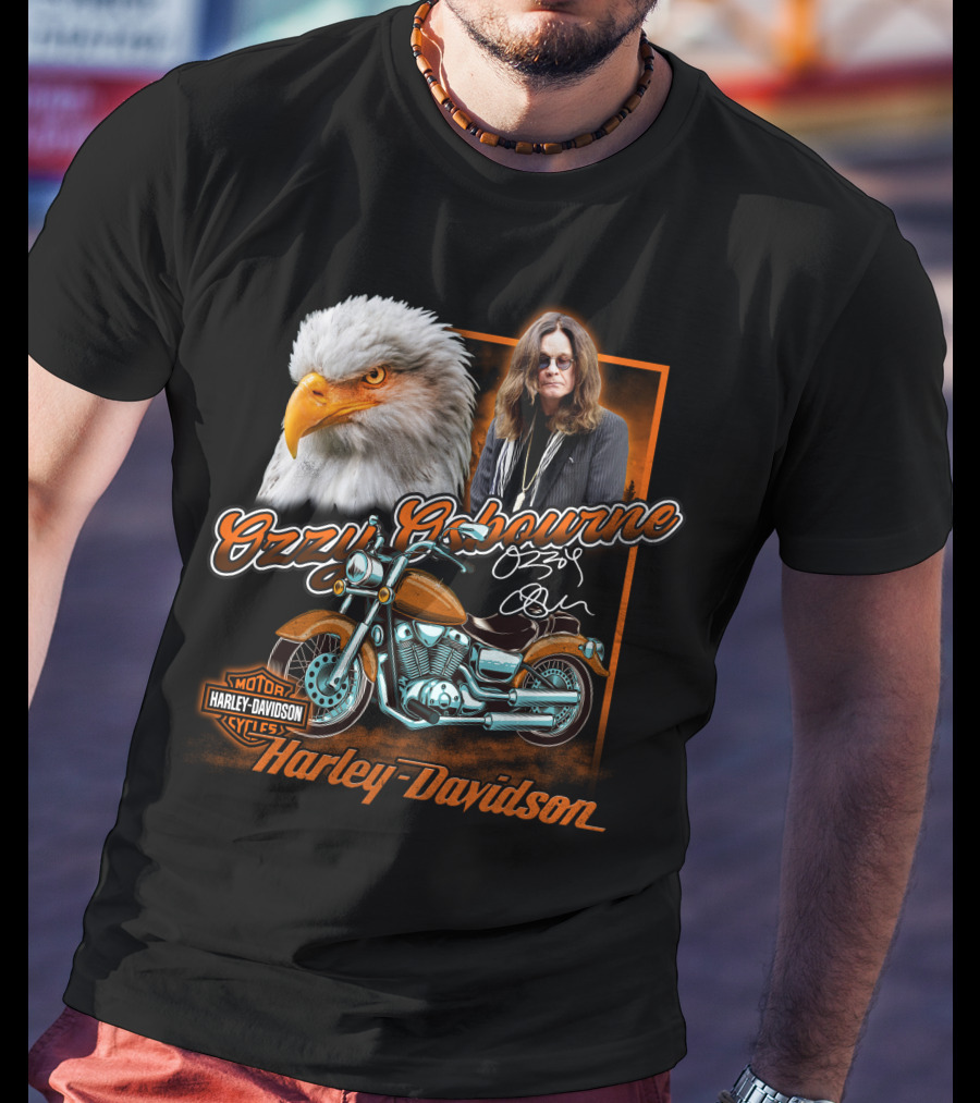 Ozzy Osbourne Harley Davidson Motorcycles Eagle And Motorcycle T-Shirt