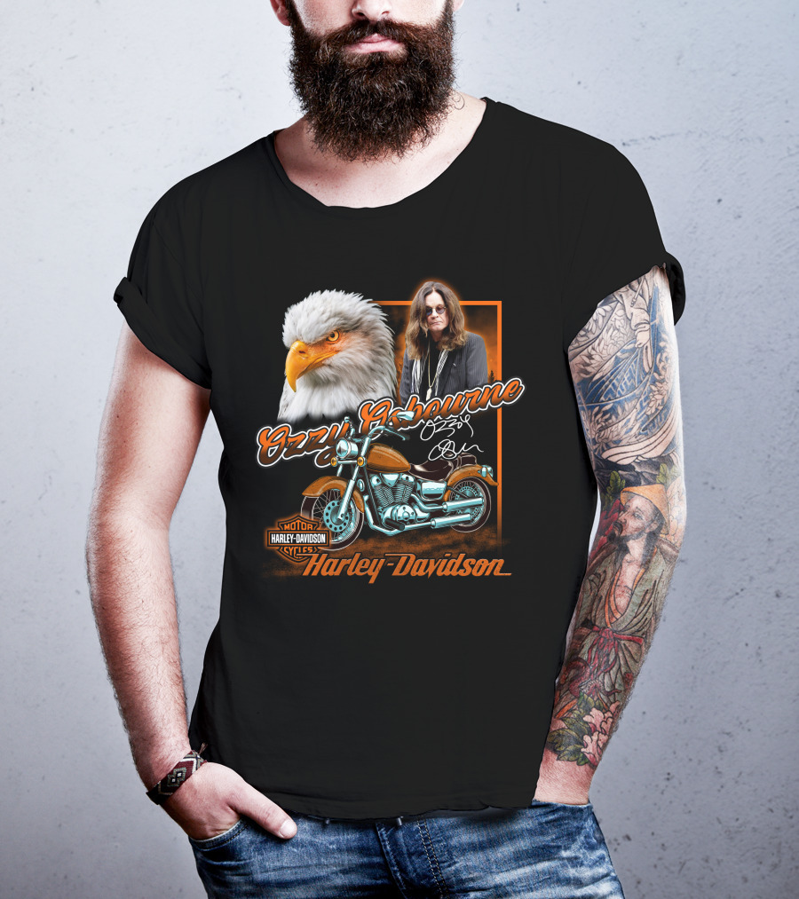 Ozzy Osbourne Harley Davidson Motorcycles Eagle And Motorcycle T-Shirt