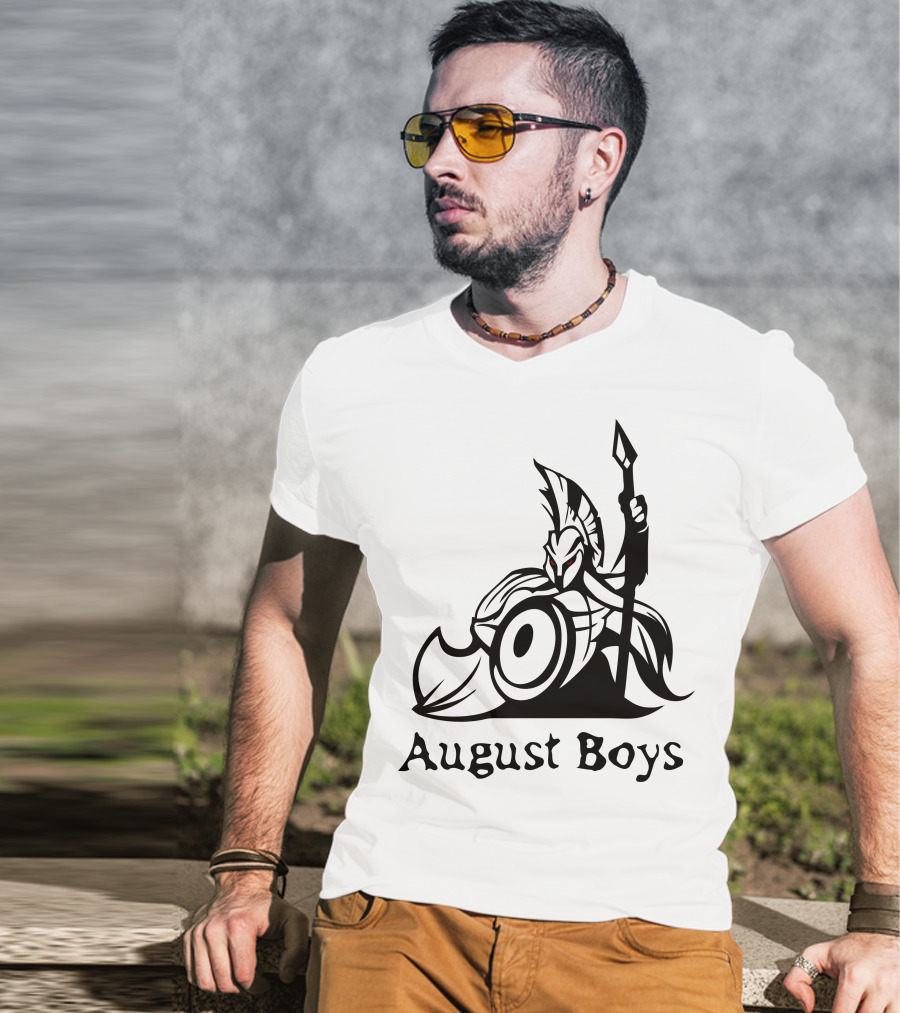 August Boys Warrior Spartan Shield Spear T-Shirt