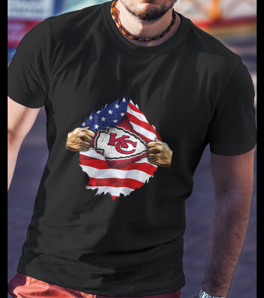 Kansas City Chiefs American Flag Emblem T-Shirt