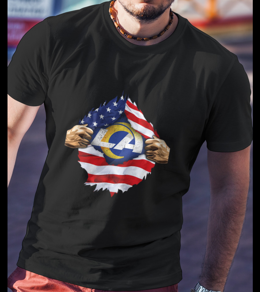 LA Rams American Flag Tear T-Shirt
