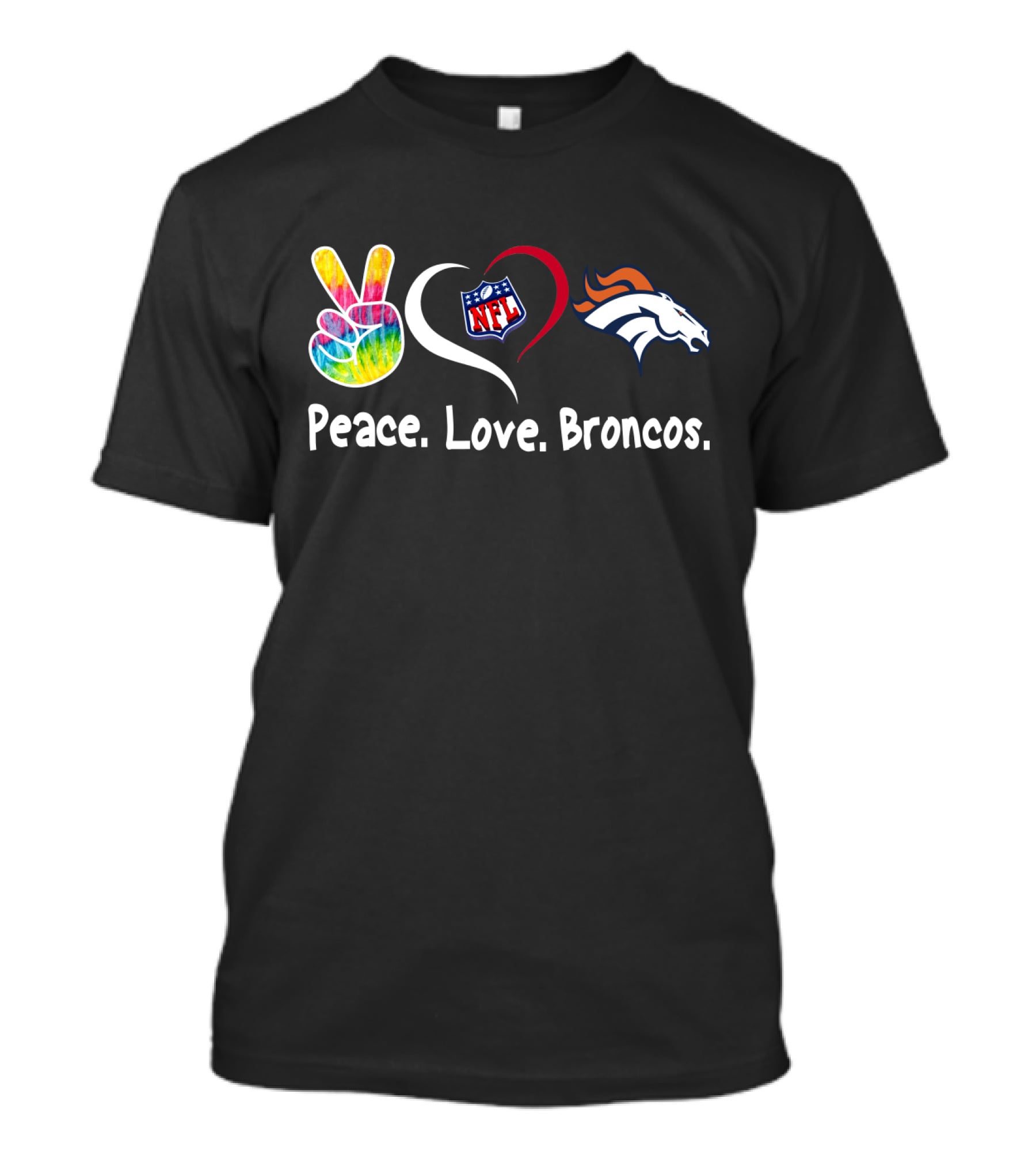 Peace Love Broncos NFL T-Shirt