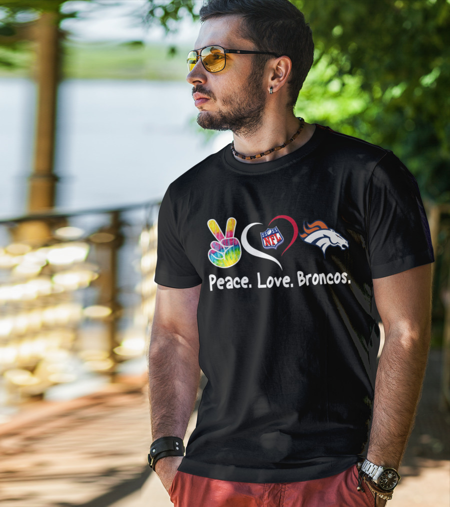 Peace Love Broncos NFL T-Shirt