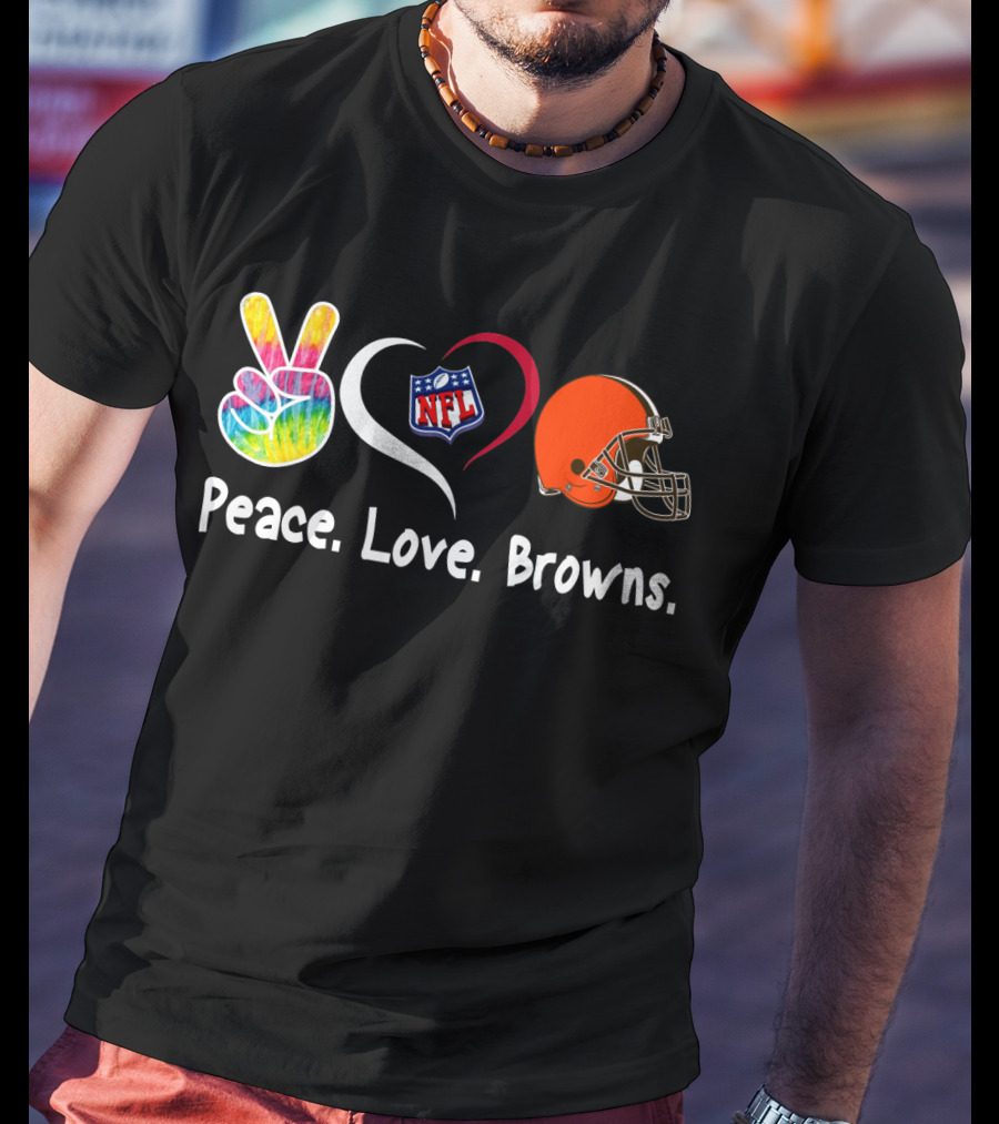 Peace Love NFL Browns Helmet T-Shirt