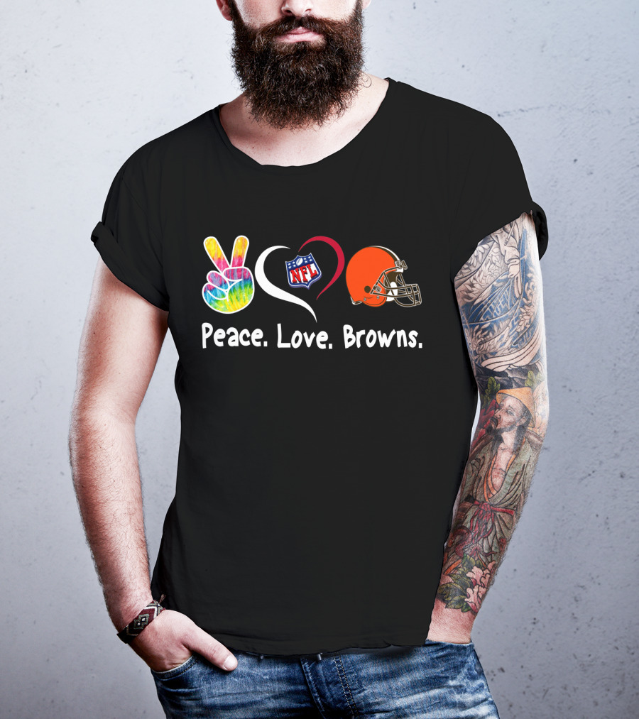Peace Love NFL Browns Helmet T-Shirt