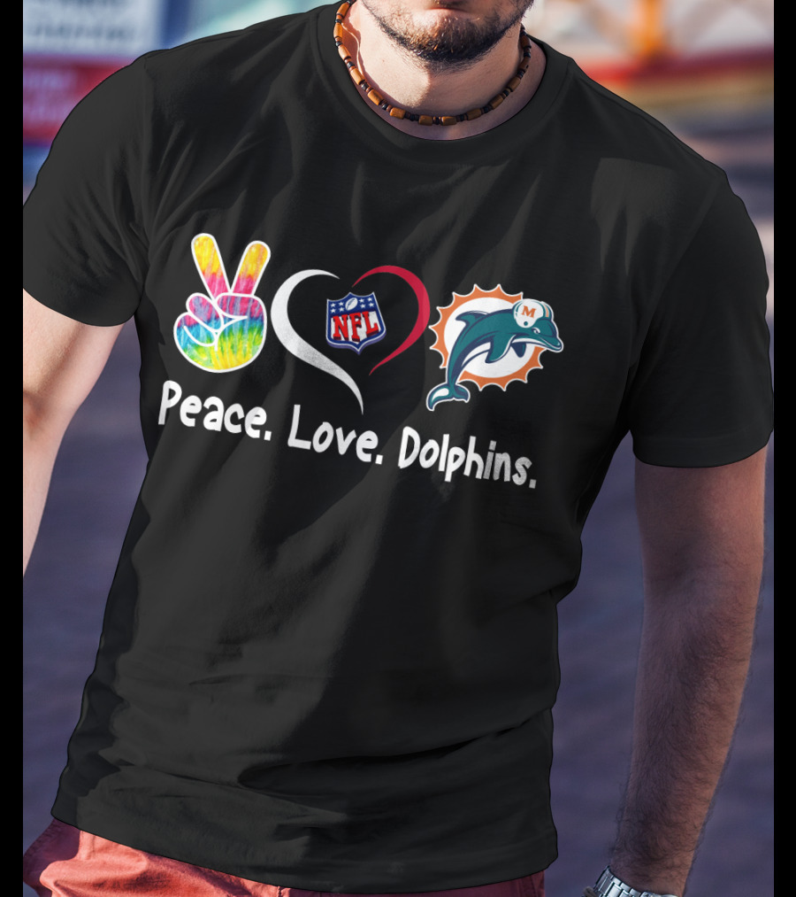 Peace Love NFL Miami Dolphins T-Shirt