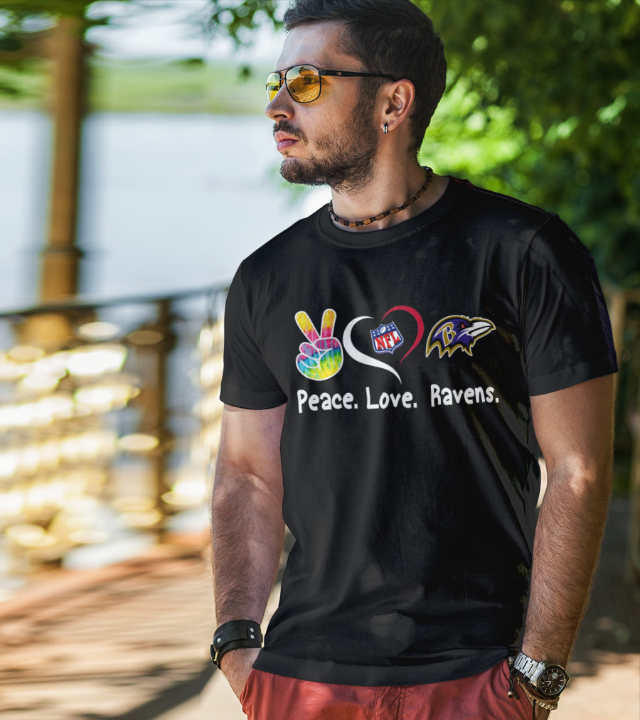 Peace Love NFL Baltimore Ravens T-Shirt