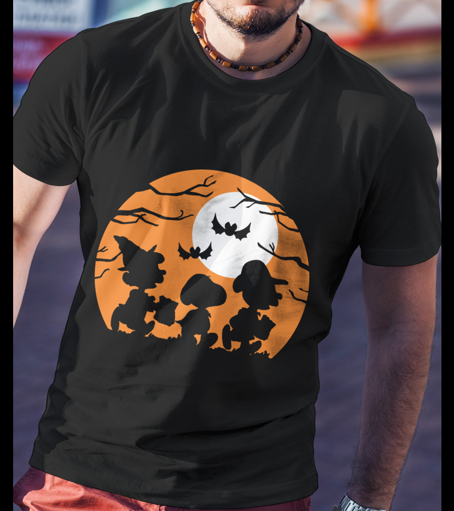Peanuts Halloween Trick Or Treat Moonlit Bats T-Shirt