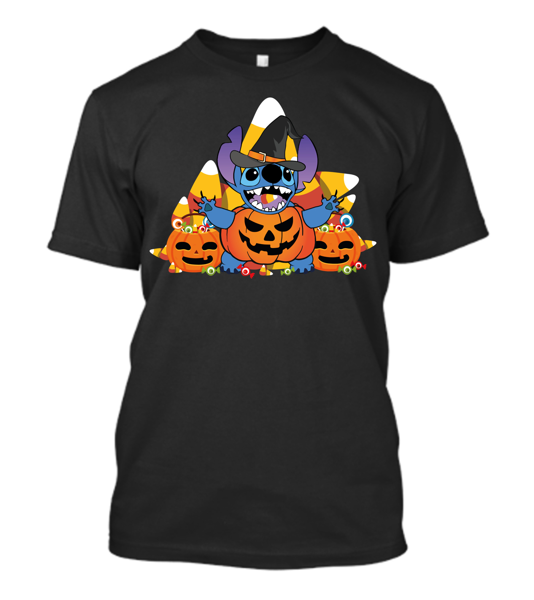 Stitch Halloween Candy Corn Pumpkins T-Shirt