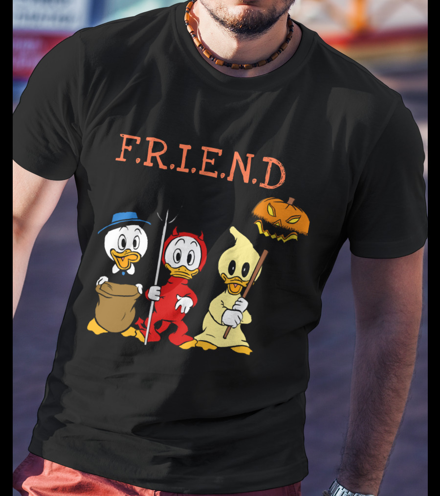 Disney Donald Duck Halloween F.R.I.E.N.D Ghost Devil Pumpkin T-Shirt