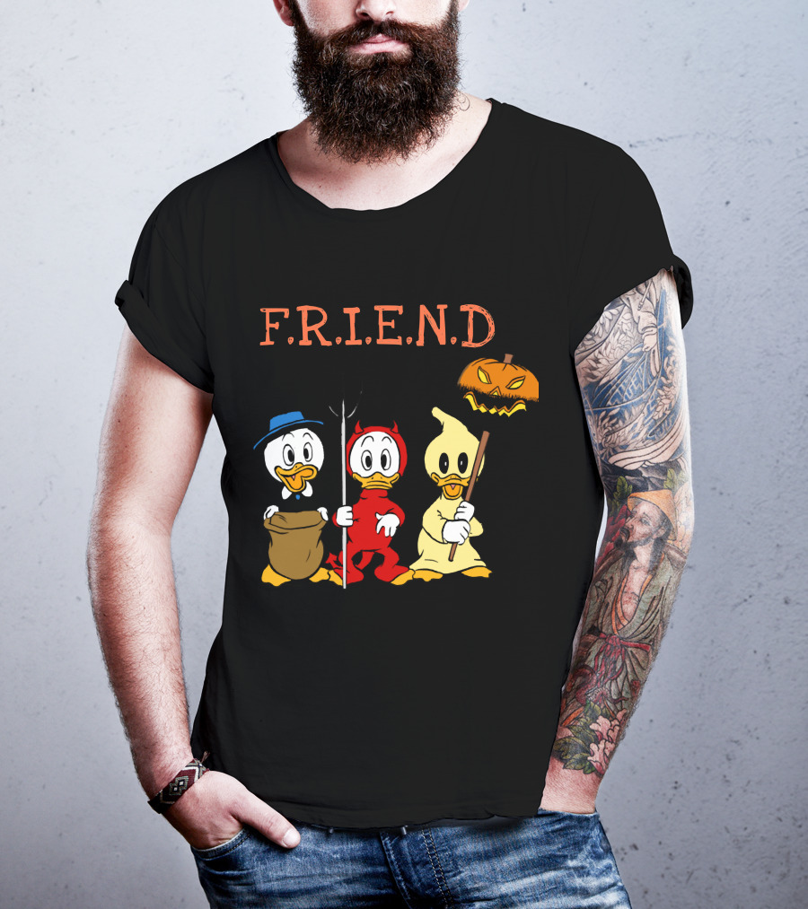 Disney Donald Duck Halloween F.R.I.E.N.D Ghost Devil Pumpkin T-Shirt