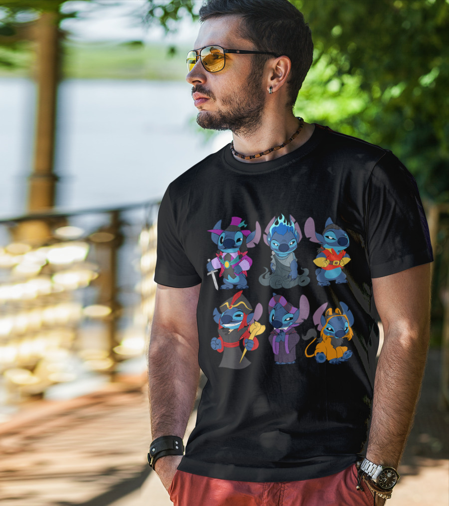 Halloween Time Stitch In Disney Villain Costumes T-Shirt