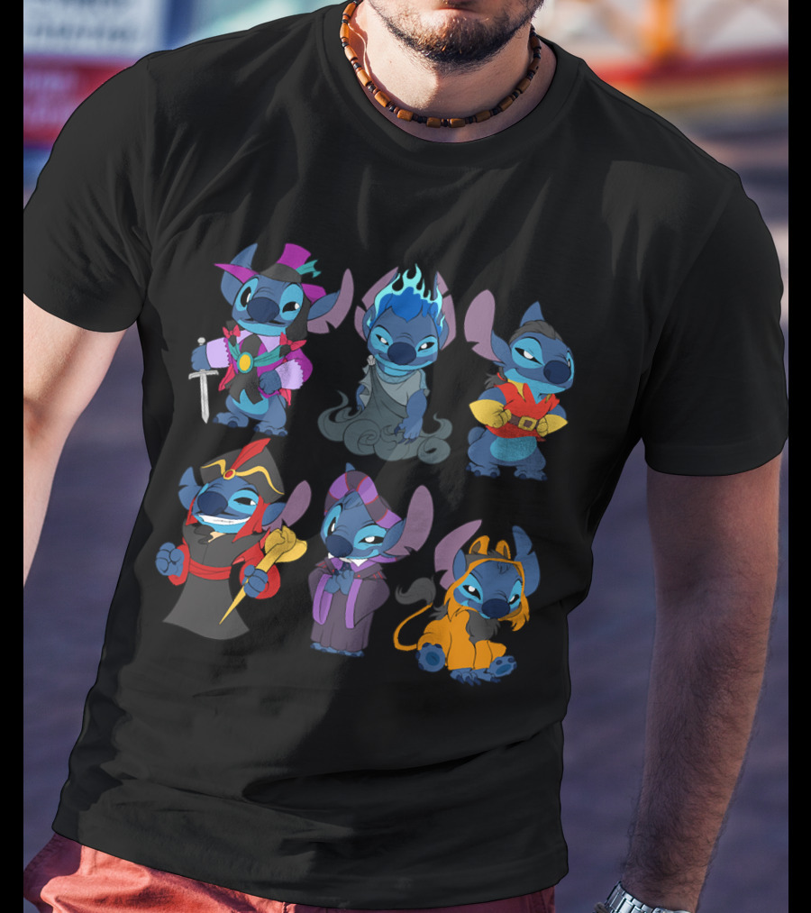 Halloween Time Stitch In Disney Villain Costumes T-Shirt