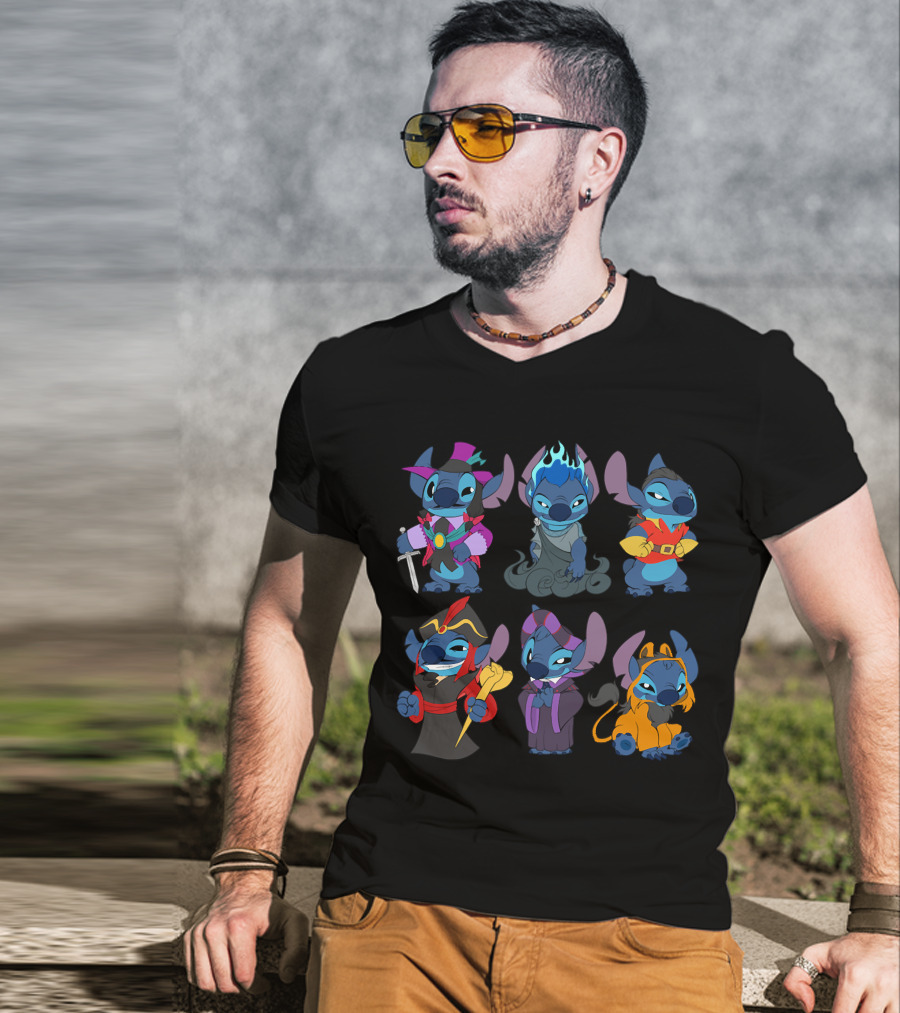 Halloween Time Stitch In Disney Villain Costumes T-Shirt