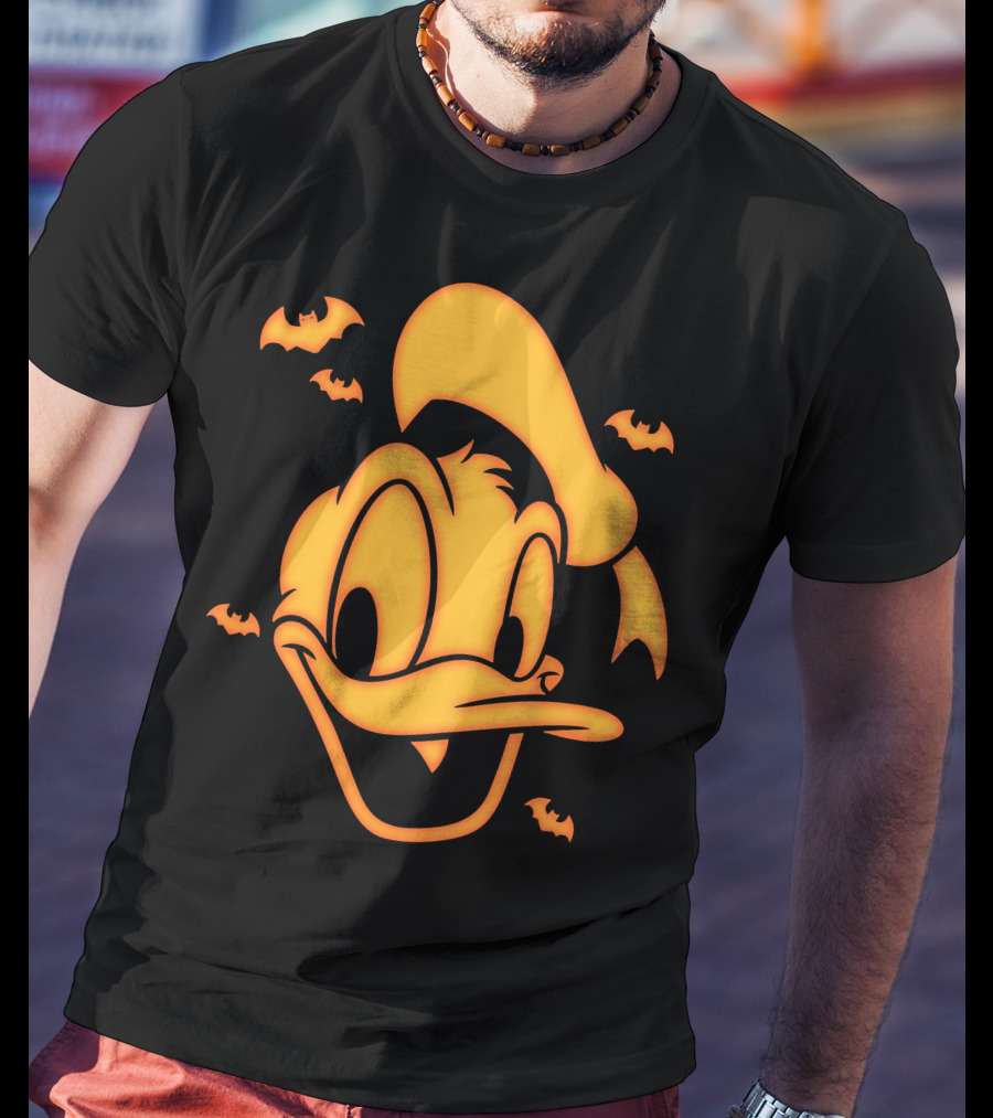 Halloween Donald Duck Carving With Bats T-Shirt