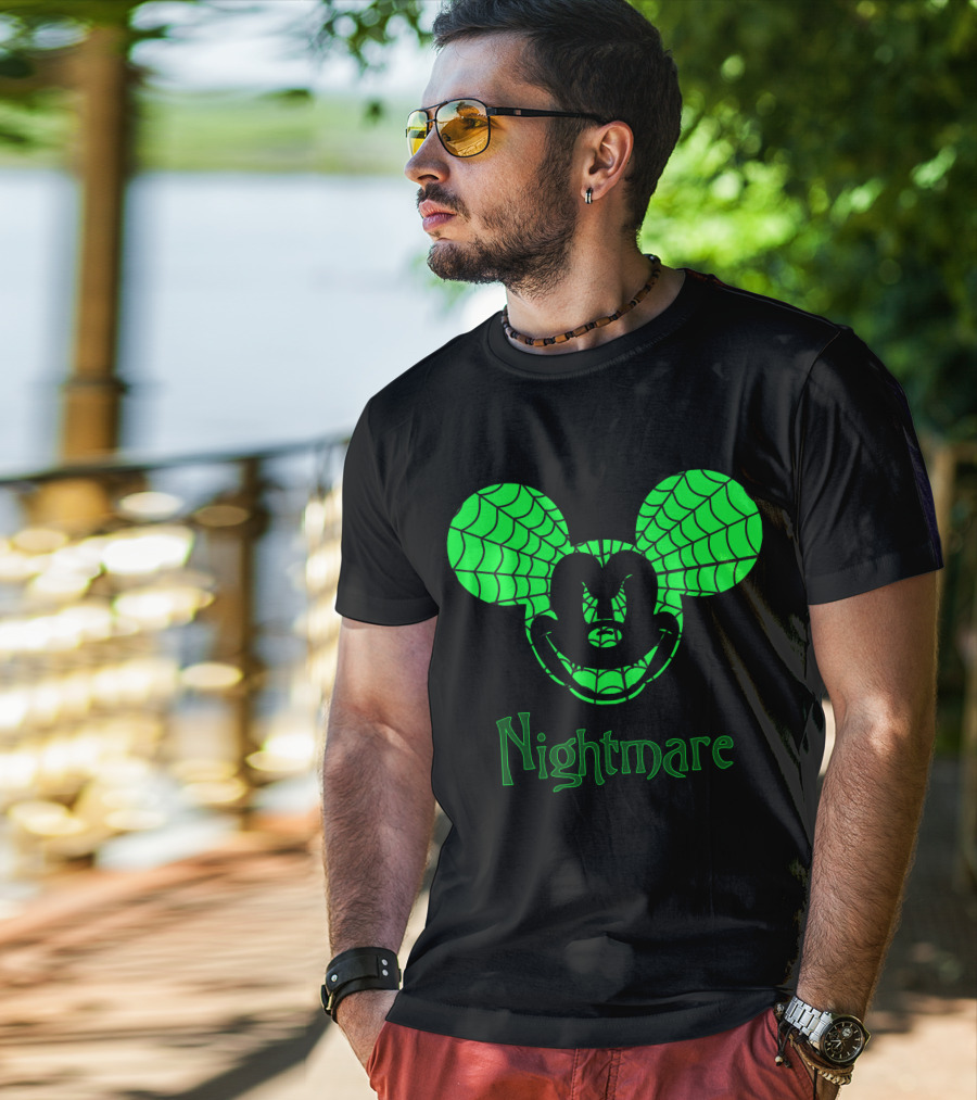 Nightmare Web Pattern Icon With Mouse Ears T-Shirt