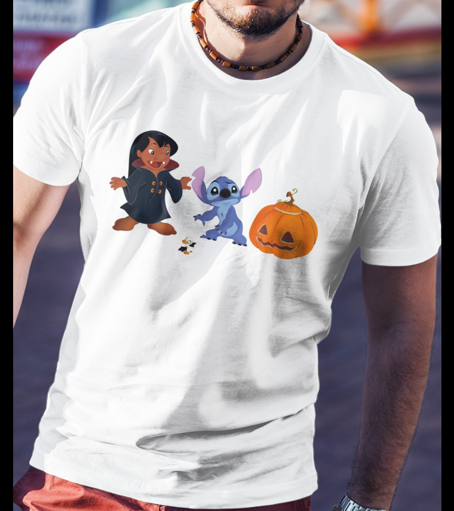 Halloween Stitch Lilo Vampire Costume Pumpkin T-Shirt