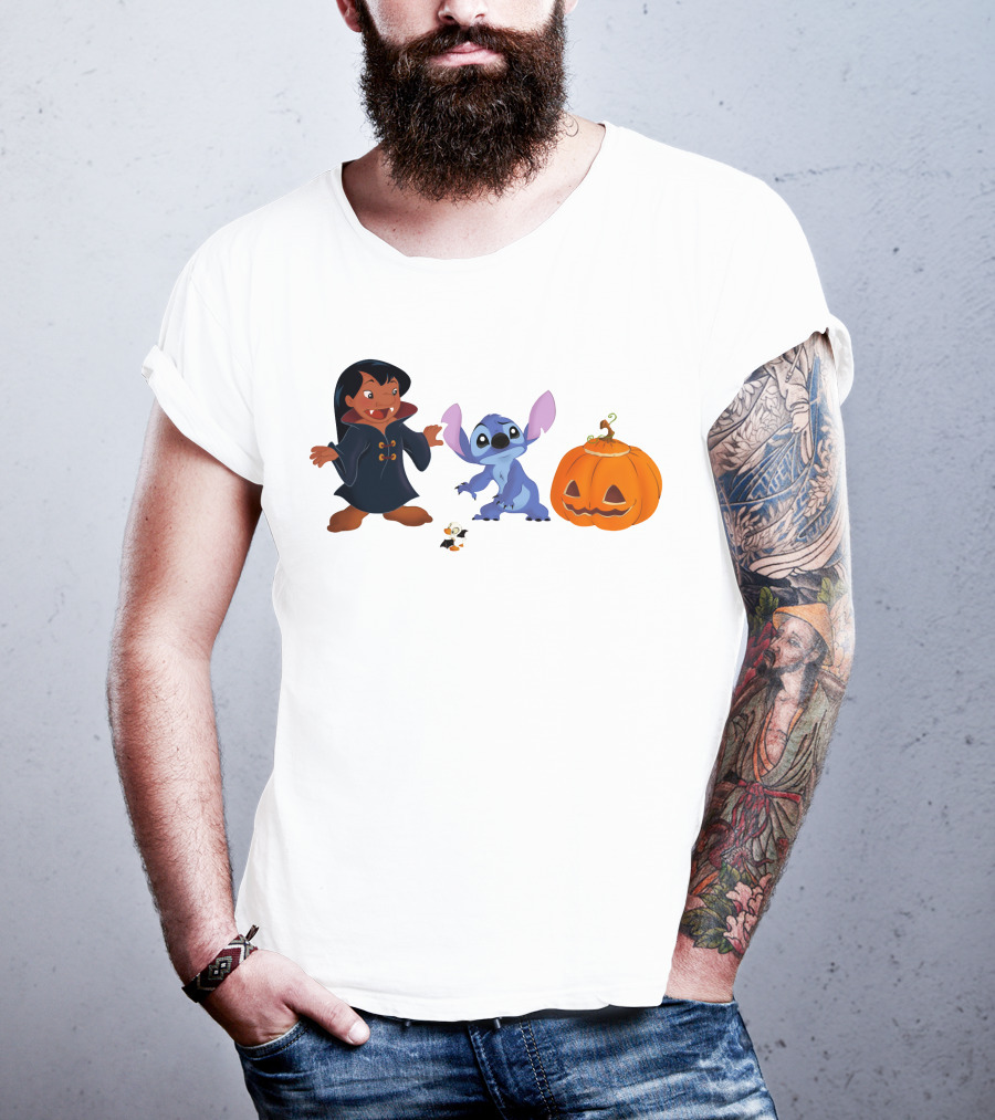 Halloween Stitch Lilo Vampire Costume Pumpkin T-Shirt