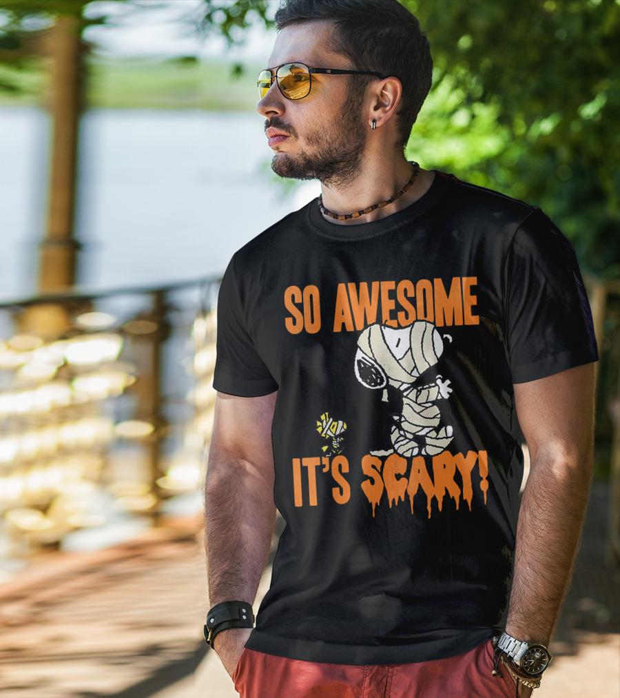 So Awesome It's Scary Halloween Snoopy Mummy T-Shirt