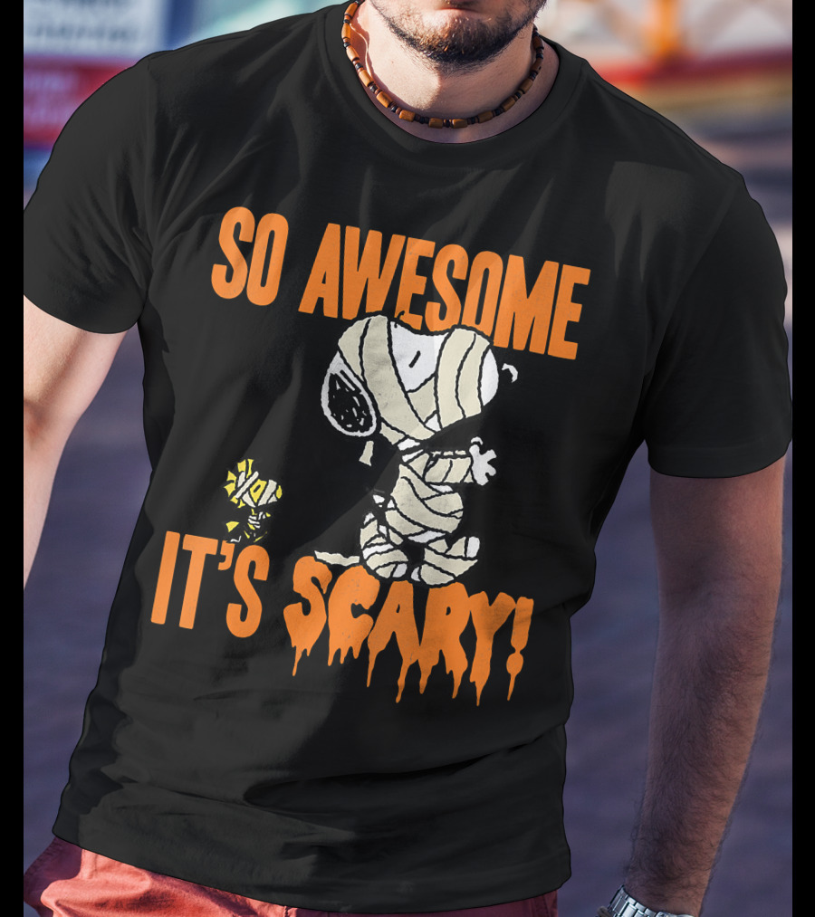 So Awesome It's Scary Halloween Snoopy Mummy T-Shirt
