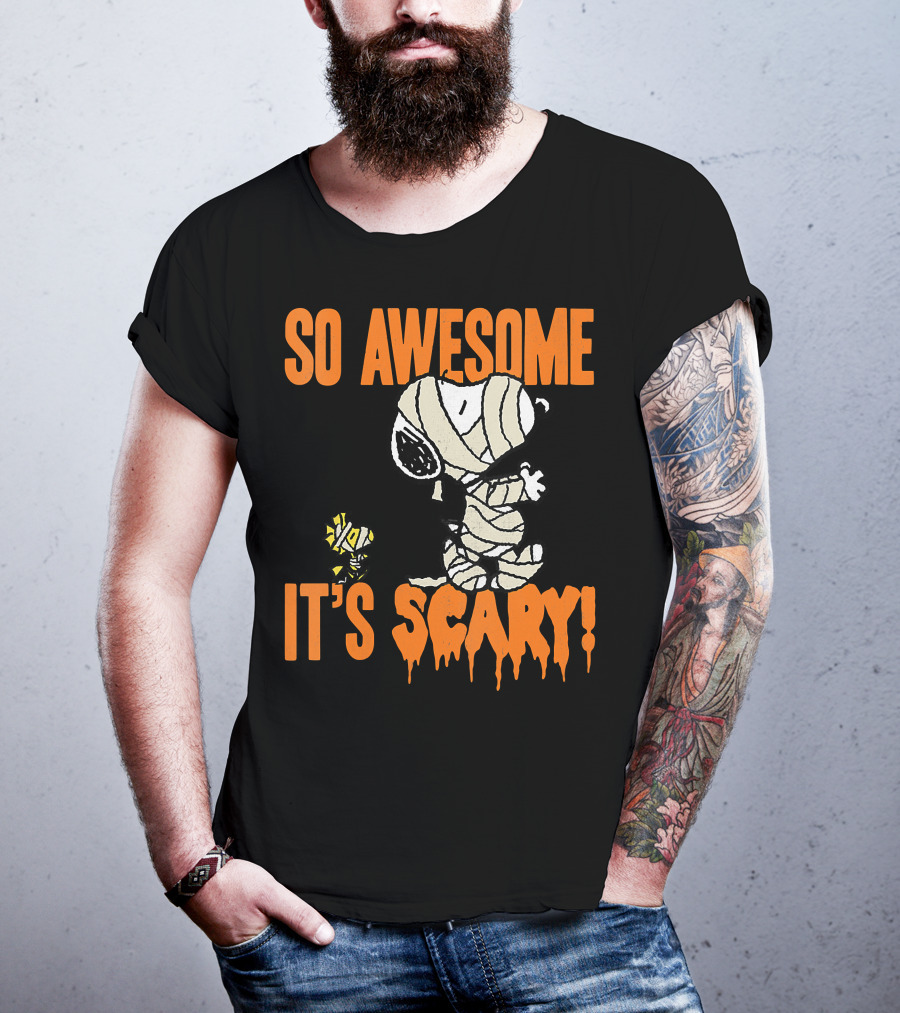 So Awesome It's Scary Halloween Snoopy Mummy T-Shirt