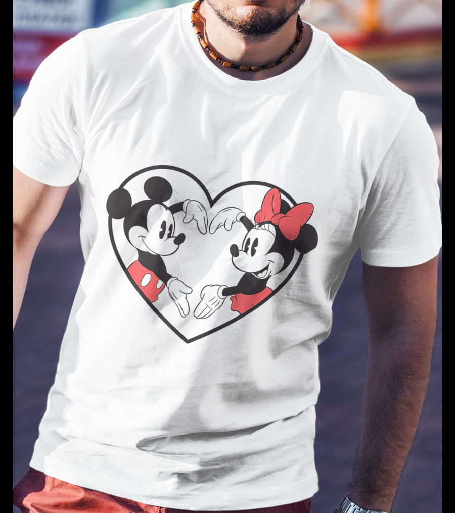 Mickey Minnie Heart Hands Love Gesture Iconic Couple T-Shirt