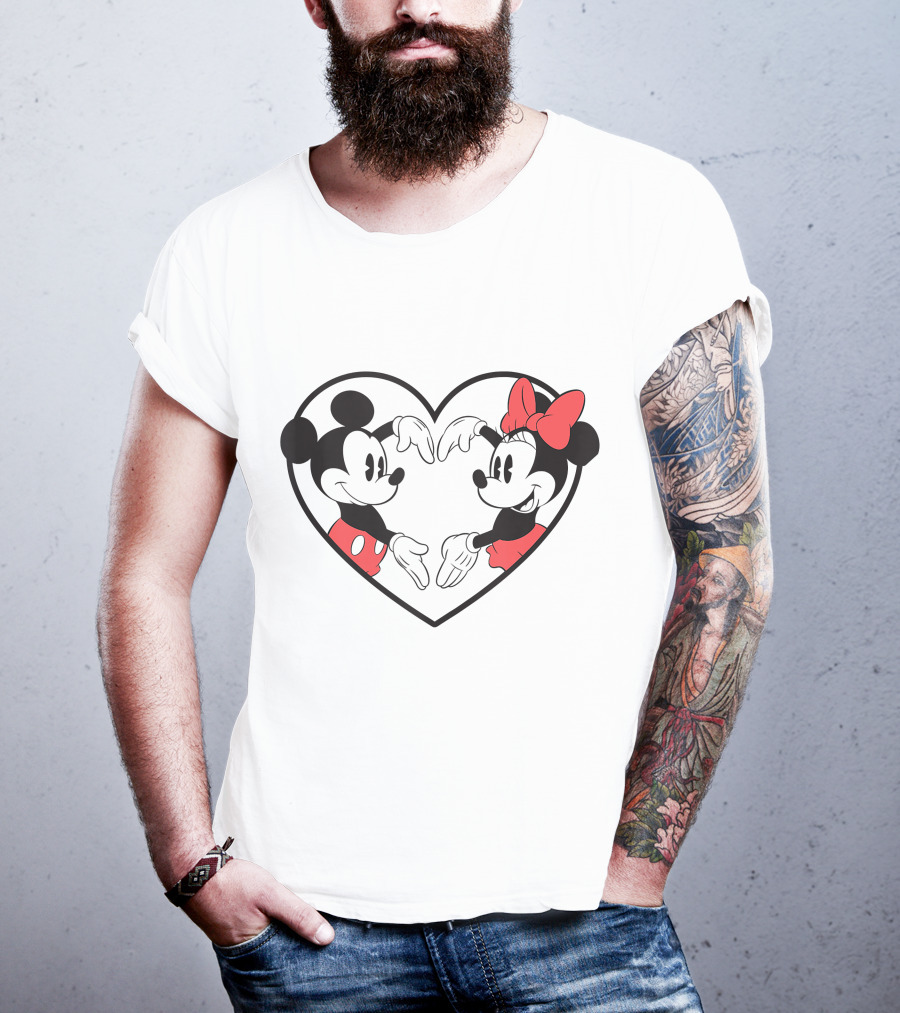Mickey Minnie Heart Hands Love Gesture Iconic Couple T-Shirt