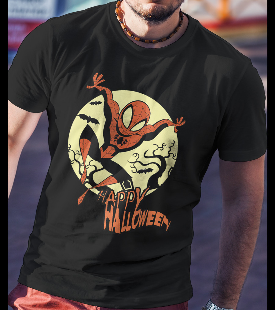 Spider Man Happy Halloween Moonlight T-Shirt