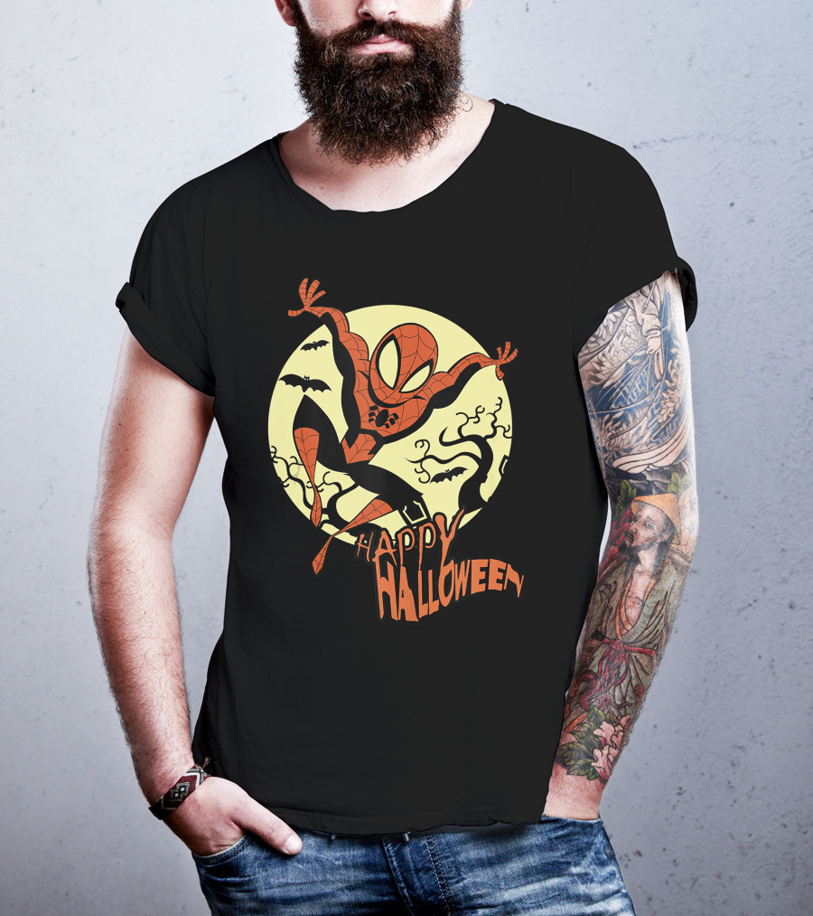 Spider Man Happy Halloween Moonlight T-Shirt
