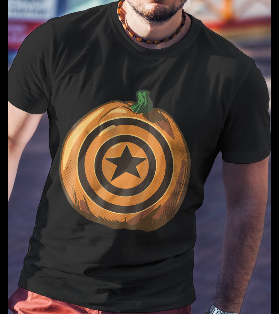Capt America Shield Pumpkin Halloween T-Shirt