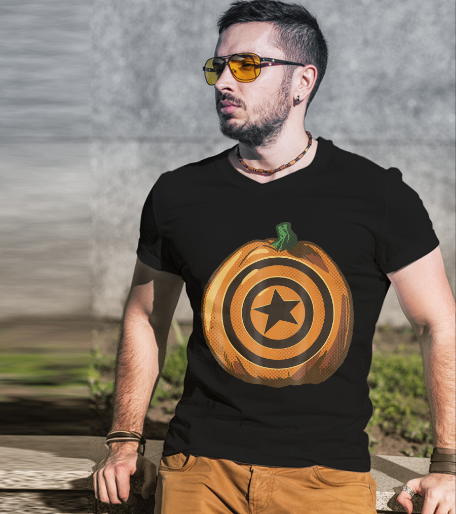 Capt America Shield Pumpkin Halloween T-Shirt