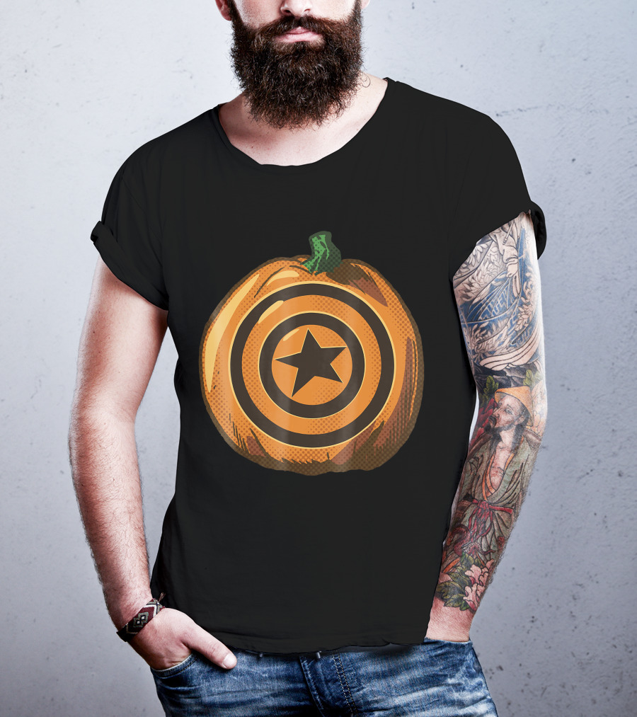 Capt America Shield Pumpkin Halloween T-Shirt