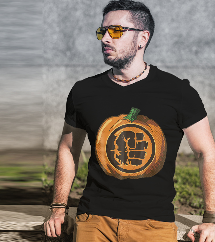 Hulk Fist Pumpkin Halloween Fusion In Comic T-Shirt