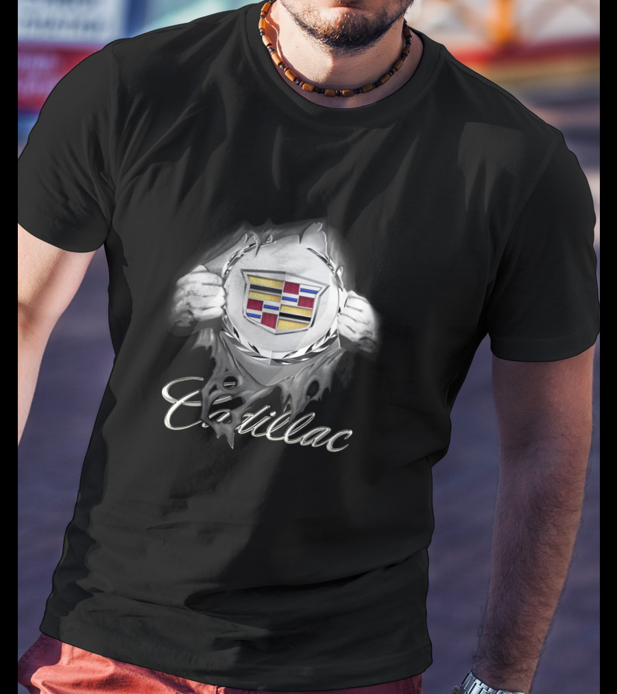 Cadillac Emblem Tearing Through T-Shirt