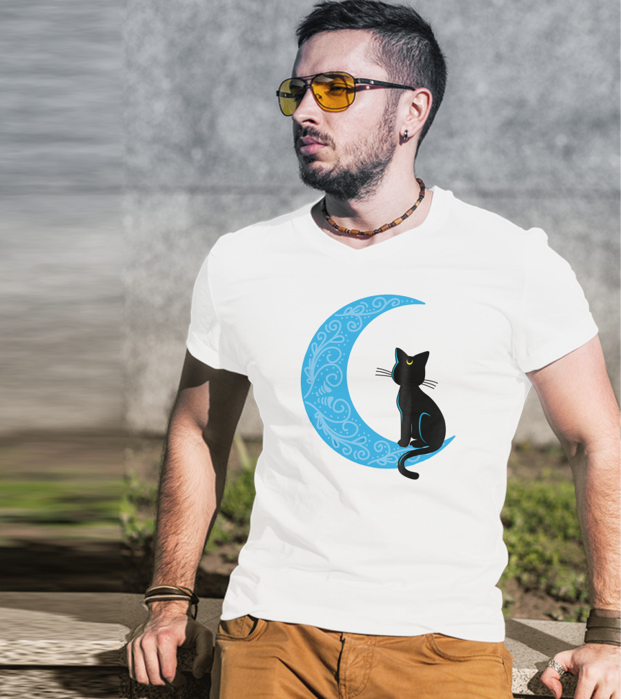 Black Cat Crescent Moon Sailor Guardian T-Shirt