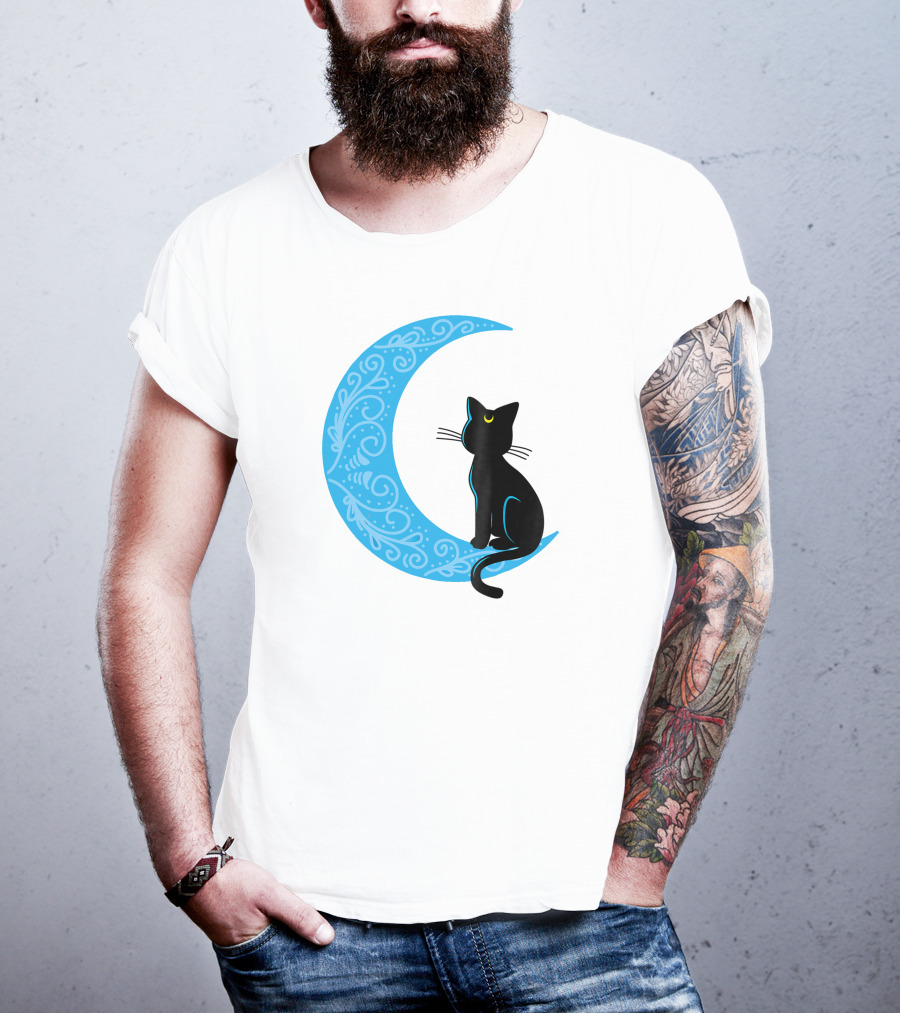 Black Cat Crescent Moon Sailor Guardian T-Shirt