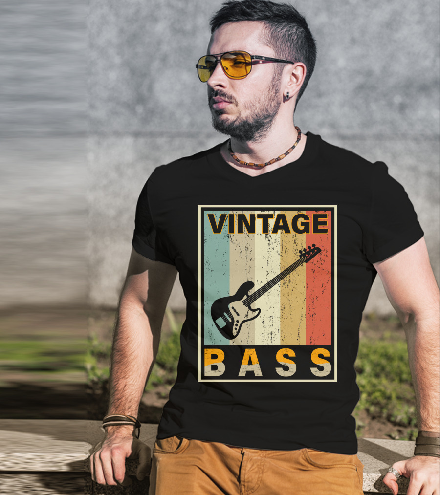 Vintage Bass Love Retro Guitar Music T-Shirt